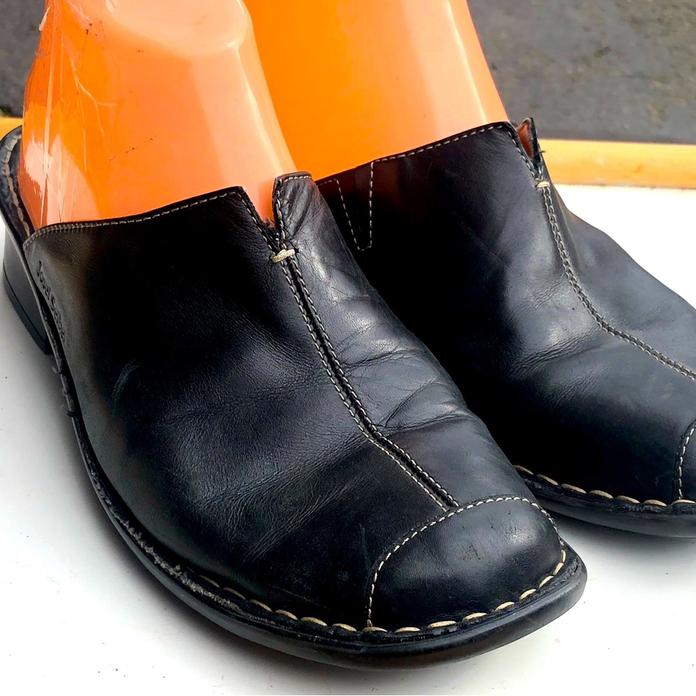 Josef Seibel Black Leather Slip-On Flats